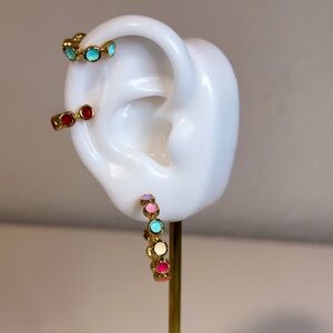 Party hoops enamel multicolor with ear cuffs christmas edition jewelry